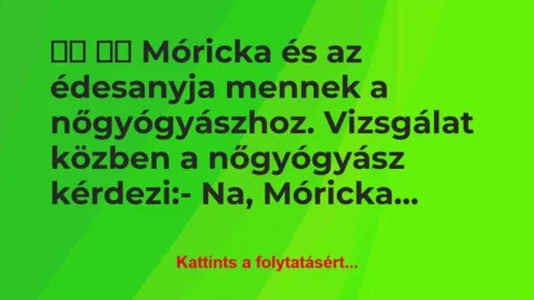 Vicc: 
		  
		  Móricka és az édesanyja mennek a…