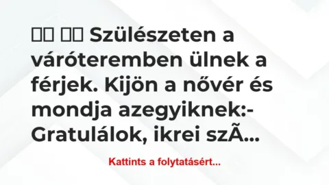 Vicc: 
		  
		  Szülészeten a váróteremben ülnek a…