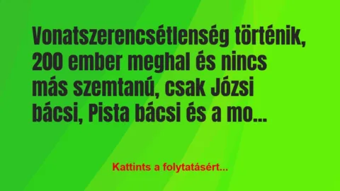 Vicc: Vonatszerencsétlenség történik, 200 ember meghal és nincs…