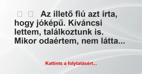 Vicces történet: 
	    	    


Az illető fiú azt írta, hogy jóképű….