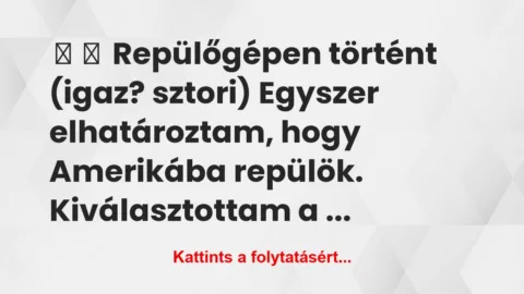 Vicces történet: 
	    	    Repülőgépen történt (igaz? sztori)


Egyszer…