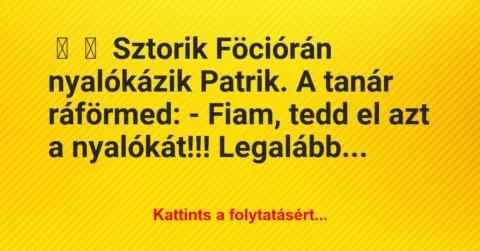 Vicces történet: 
	    	    Sztorik


Föciórán nyalókázik Patrik. A tanár…