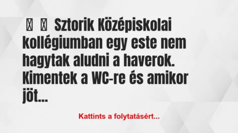 Vicces történet: 
	    	    Sztorik


Középiskolai kollégiumban egy este…