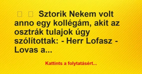 Vicces történet: 
	    	    Sztorik


Nekem volt anno egy kollégám, akit az…