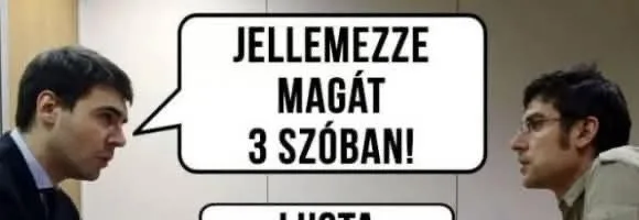 Vicc: Jellemezze magát 3 szóban! Vicc: Jellemezze magát 3 szóban!