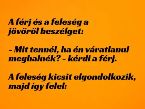 Vicc: A férj és a feleség a jövőről beszélget –