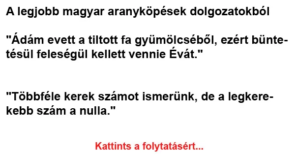 Vicc: A legjobb magyar aranyköpések dolgozatokból Vicc: A legjobb magyar aranyköpések dolgozatokból