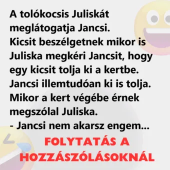 Vicc: A tolókocsis Juliskát meglátogatja Jancsi