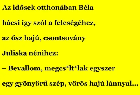 Vicc: Az idős férj vallomása agg feleségének