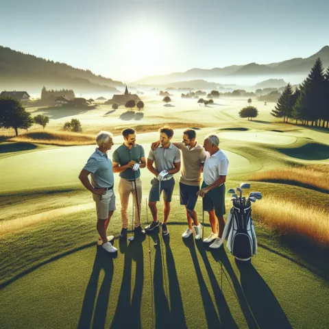 Vicc: 
	    	    Négy barát minden vasárnap reggel együtt golfozik.


Egyikük…