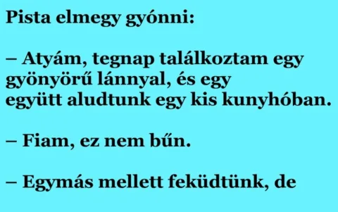 Vicc: Pista elmegy gyónni