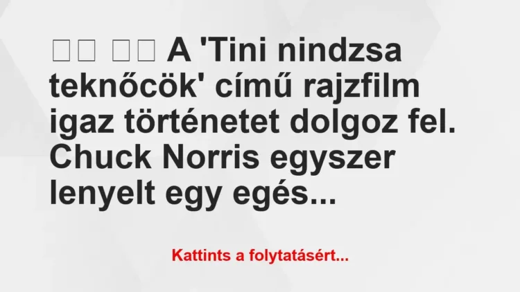 Vicc:
A ‘Tini nindzsa teknőcök’ című rajzfilm… Vicc:
A ‘Tini nindzsa teknőcök’ című rajzfilm…