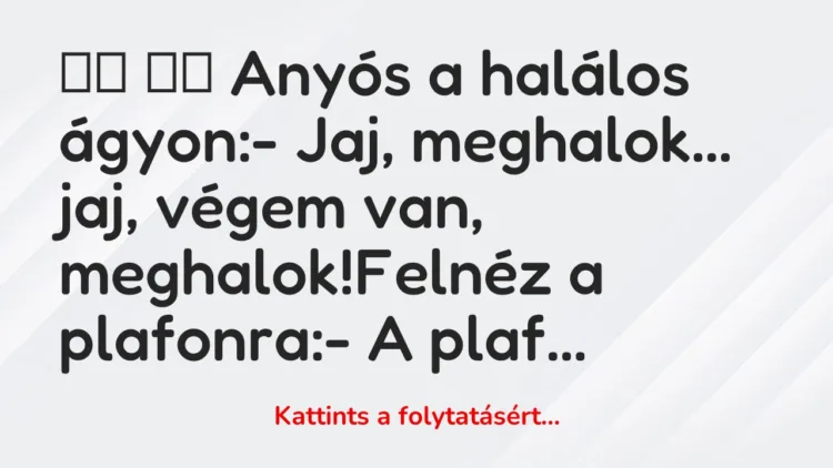 Vicc: 
		  
		  Anyós a halálos ágyon:- Jaj,…