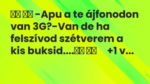 Vicc: 
		  
		  -Apu a te ájfonodon van 3G?-Van de ha felszívod…