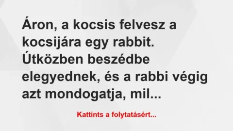 Vicc: Áron, a kocsis felvesz a kocsijára egy rabbit. Útközben…