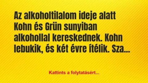 Vicc: Az alkoholtilalom ideje alatt Kohn és Grün sunyiban…