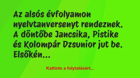Vicc: Az alsós évfolyamon nyelvtanversenyt rendeznek. A döntőbe…