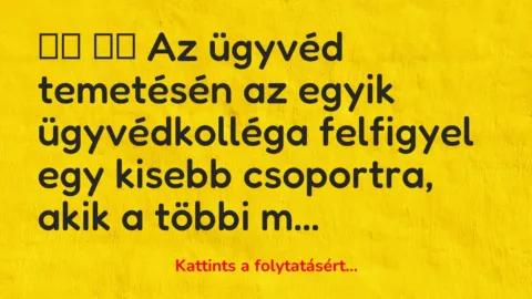 Vicc: 
		  
		  Az ügyvéd temetésén az egyik ügyvédkolléga felfigyel egy…