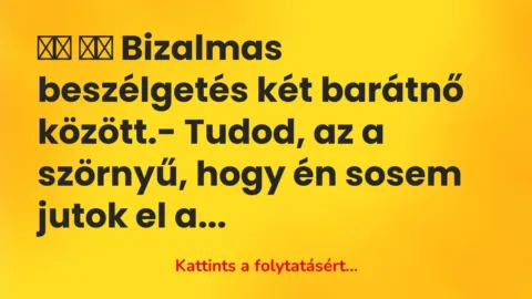 Vicc: 
		  
		  Bizalmas beszélgetés két barátnő…