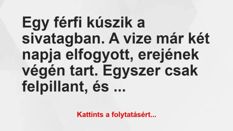 Vicc: Egy férfi kúszik a sivatagban. A vize már két napja… Vicc: Egy férfi kúszik a sivatagban. A vize már két napja…