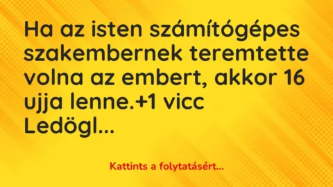 Vicc: Ha az isten számítógépes szakembernek teremtette volna az embert, akkor 16 ujja…