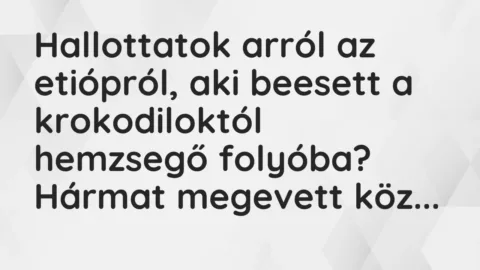 Vicc: Hallottatok arról az etiópról, aki beesett a krokodiloktól hemzsegő… Vicc: Hallottatok arról az etiópról, aki beesett a krokodiloktól hemzsegő…