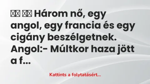 Vicc: 
		  
		  Három nő, egy angol, egy francia és egy cigány…