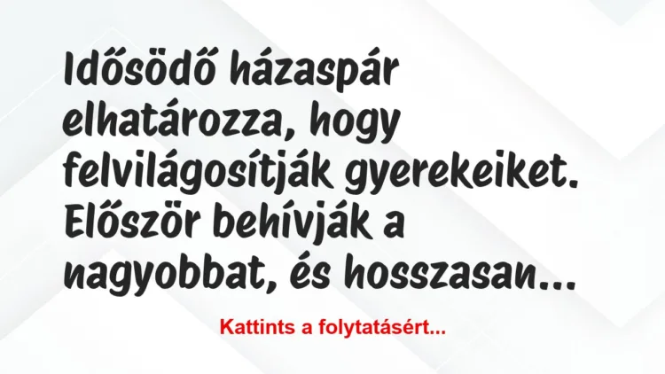 Vicc: Idősödő házaspár elhatározza, hogy felvilágosítják…