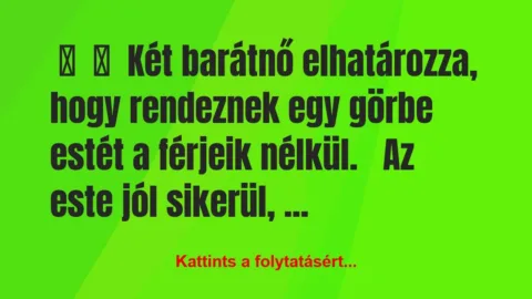 Vicc: 
	    	    Két barátnő elhatározza, hogy rendeznek egy görbe…