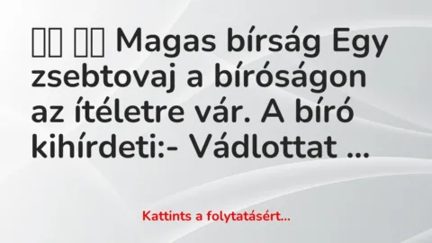 Vicc: 
		  
		  Magas bírság Egy zsebtovaj a bíróságon az ítéletre vár….