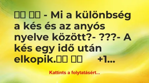 Vicc: 
		  
		  – Mi a különbség a kés és az anyós…