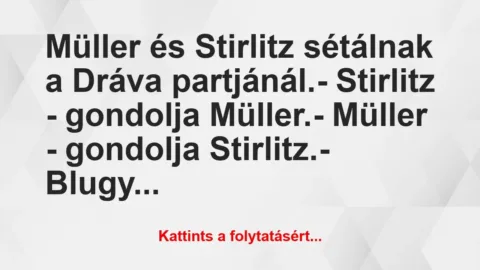 Vicc: Müller és Stirlitz sétálnak a Dráva partjánál.

-…