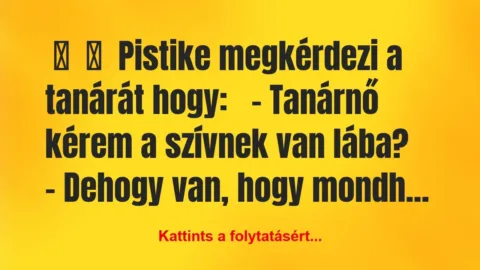 Vicc: 
	    	    Pistike megkérdezi a tanárát hogy:


-…