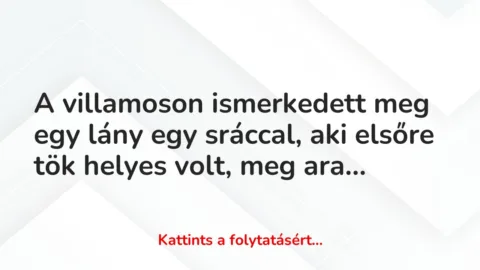 Vicces történet: 
	    	    


A villamoson ismerkedett meg egy lány egy…