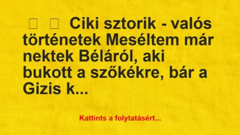 Vicces történet: 
	    	    Ciki sztorik – valós történetek


Meséltem…