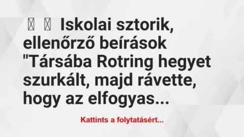 Vicces történet: 
	    	    Iskolai sztorik, ellenőrző…