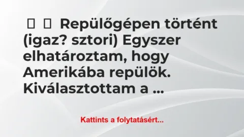 Vicces történet: 
	    	    Repülőgépen történt (igaz? sztori)


Egyszer…