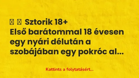 Vicces történet: 
	    	    Sztorik 18+


Első barátommal 18 évesen egy …