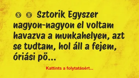 Vicces történet: 
	    	    Sztorik


Egyszer nagyon-nagyon el voltam…