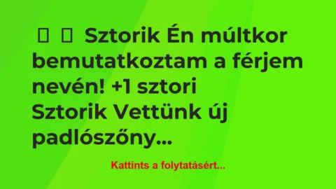 Vicces történet: 
	    	    Sztorik


Én múltkor bemutatkoztam a férjem …