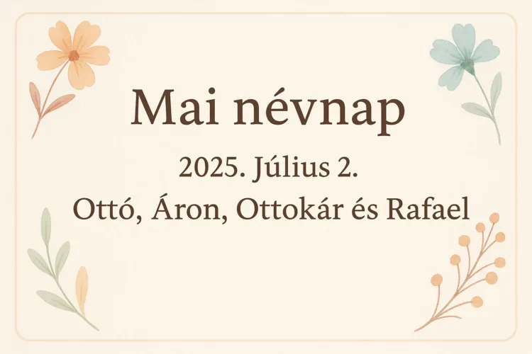 Mai névnap – Július 2. Ottó, Áron, Ottokár és Rafael Mai névnap – Július 2.: Ottó, Áron, Ottokár és Rafael