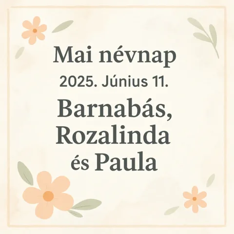 Mai névnap – Június 11.: Barnabás, Rozalinda és Paula