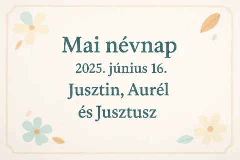 Mai névnap – Június 16.: Jusztin, Aurél és Jusztusz