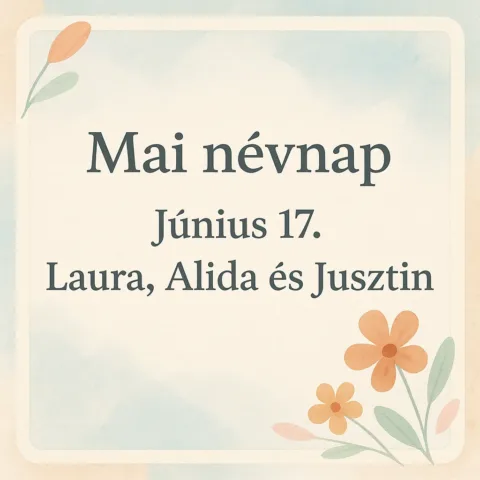 Mai névnap – Június 17.: Laura, Alida és Jusztin