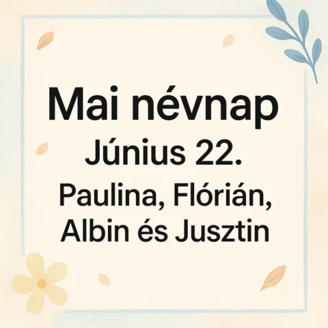 Mai névnap – Június 22.: Paulina, Flórián, Albin és Jusztin