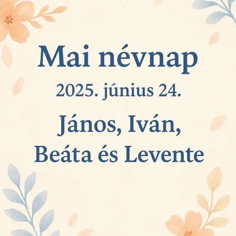 Mai névnap – Június 24.: János, Iván, Beáta és Levente