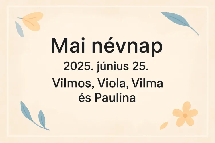 Mai névnap – Június 25. Vilmos, Viola, Vilma és Paulina Mai névnap – Június 25.: Vilmos, Viola, Vilma és Paulina