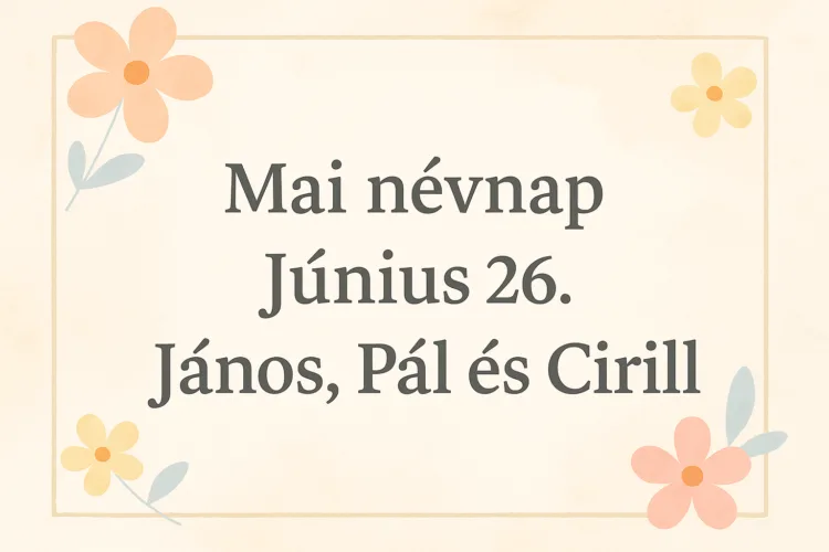 Mai névnap – Június 26. János, Pál és Cirill Mai névnap – Június 26.: János, Pál és Cirill