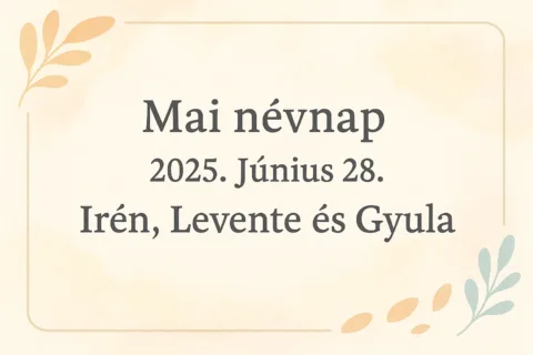 Mai névnap – Június 28.: Irén, Levente és Gyula