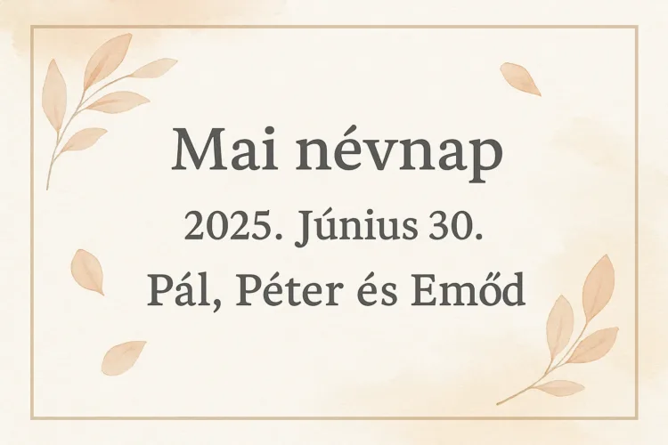 Mai névnap – Június 30. Pál, Péter és Emőd Mai névnap – Június 30.: Pál, Péter és Emőd